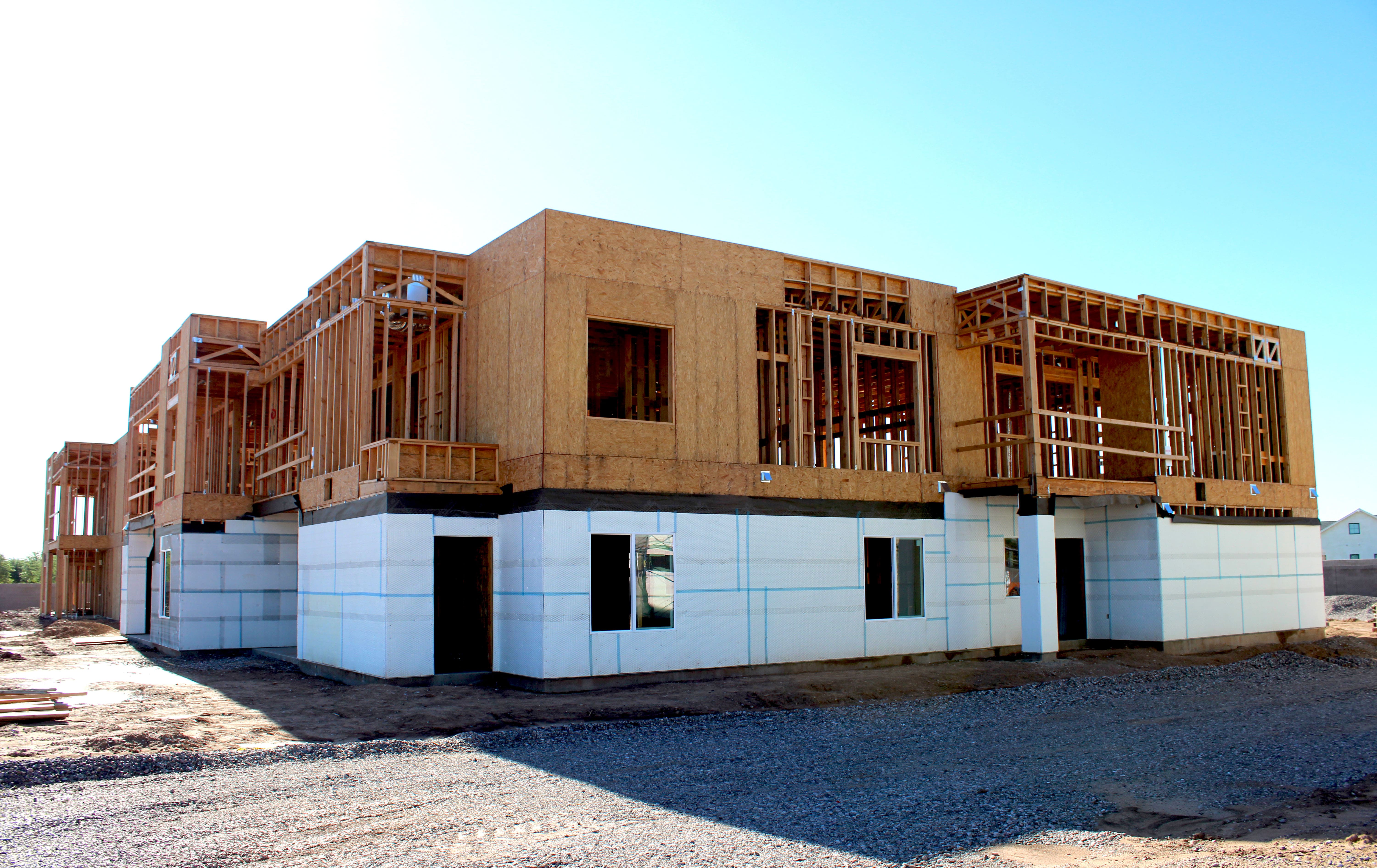 Finished stucco building